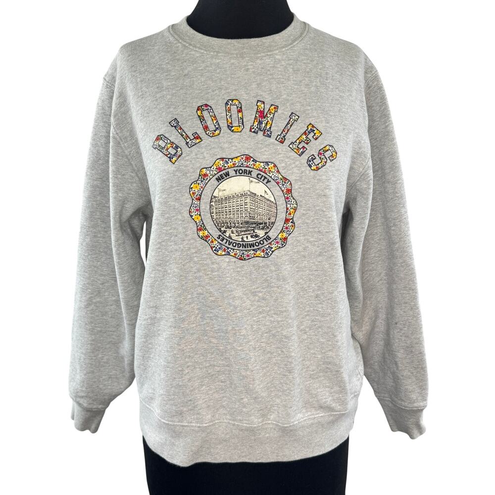 Bloomies Bloomingdales Vintage Floral Gray Sweatshirt Cotton Crew Size Medium M